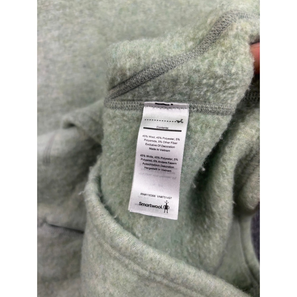 Smartwool Hudson Trail Pullover Women Small Green Wool Blend Fleece Funnel Neck - Picture 7 of 9